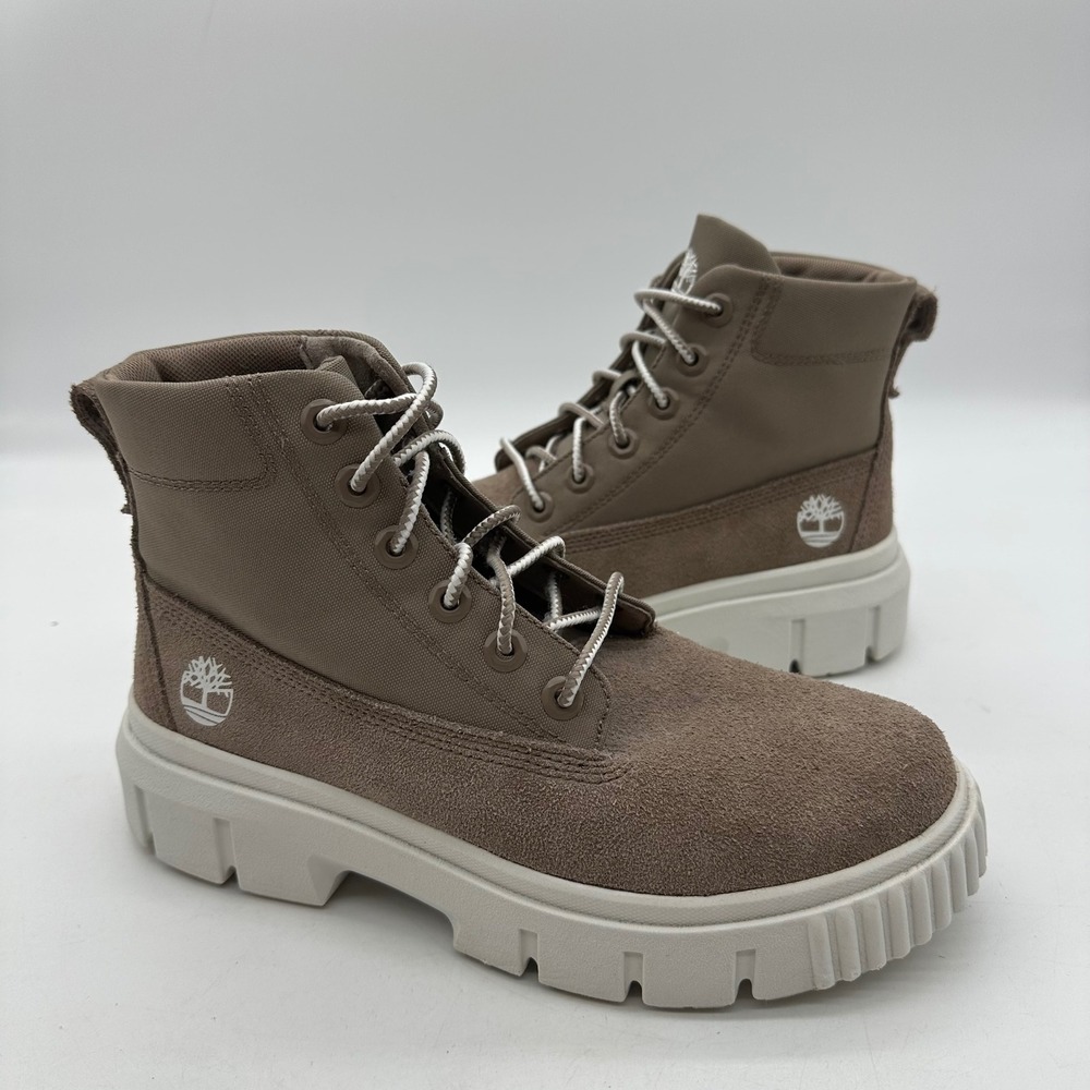 Timberland A2JHB Womens Size 8.5 Taupe Suede Greyfield‎ Mid Lace-Up Boots A6719